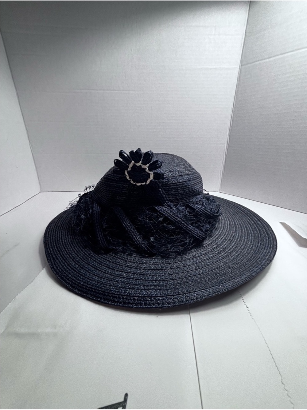 Vintage Christian Dior
Chapeaux Navy Straw Wide
Brim Hat 1960s Paris New York - Picture 4 of 7